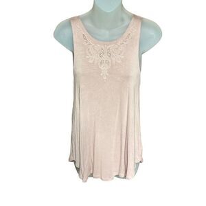 American Eagle Outfitters Tank Top Pink Light Mauve Lace Embroidery Chest Small
